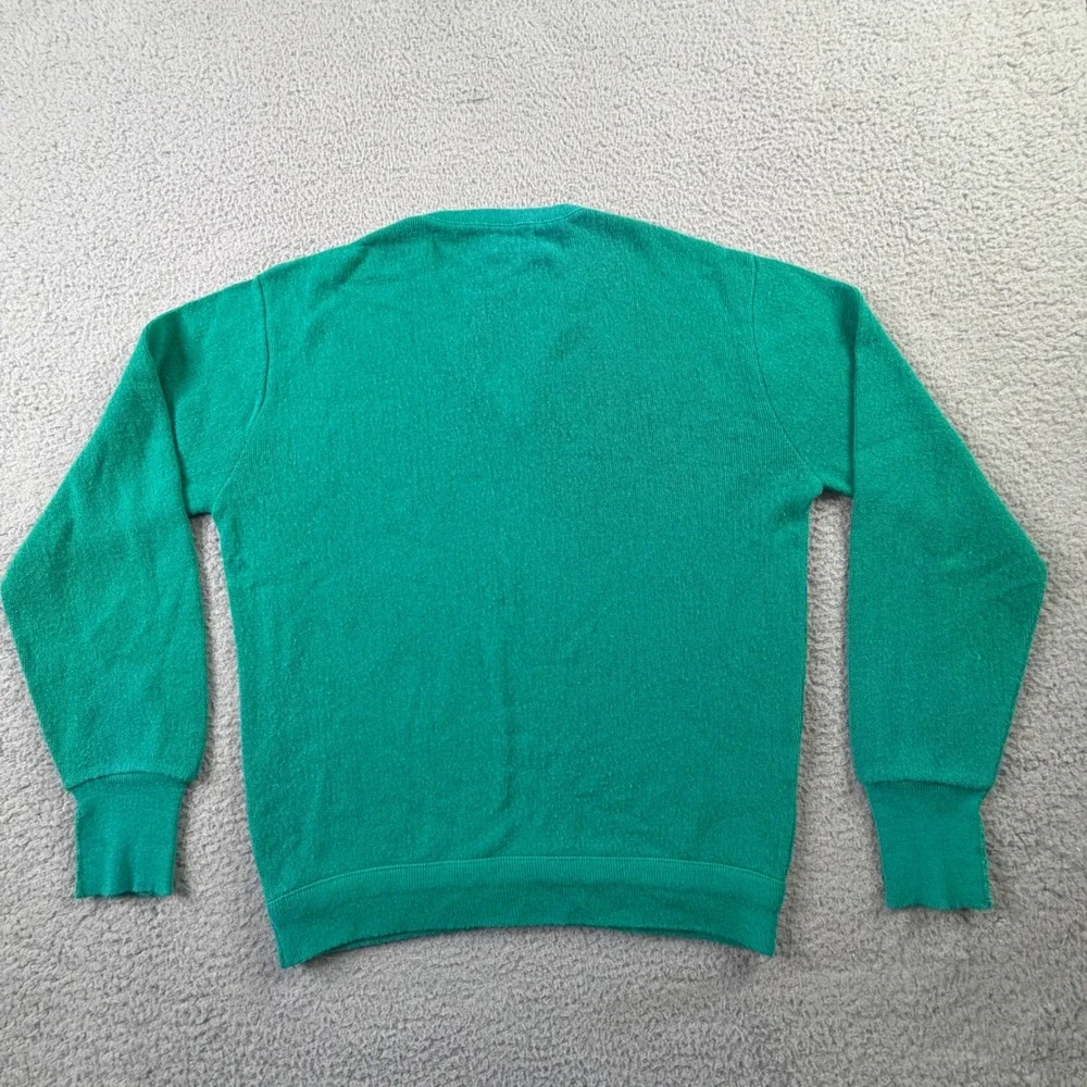 Vintage Izod Lacoste V-Neck Sweater Mens Large Green Orlon Acrylic Made in USA